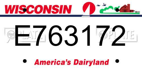 E763172 Wisconsin License Plate