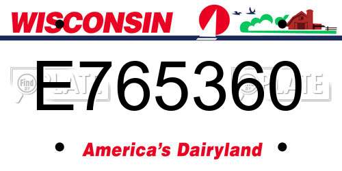 E765360 Wisconsin License Plate