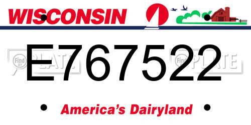 E767522 Wisconsin License Plate