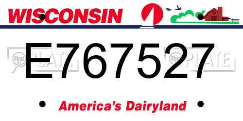 E767527 Wisconsin License Plate