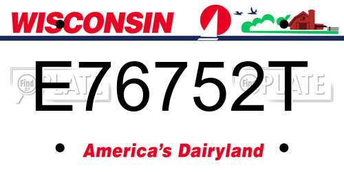 E76752T Wisconsin License Plate
