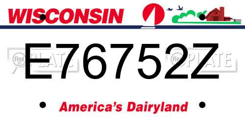E76752Z Wisconsin License Plate