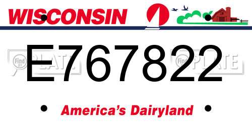 E767822 Wisconsin License Plate