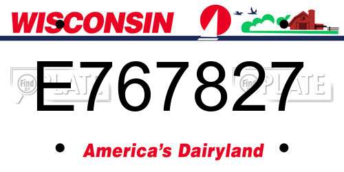 E767827 Wisconsin License Plate