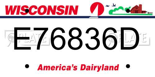 E76836D Wisconsin License Plate