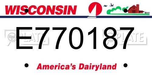 E770187 Wisconsin License Plate