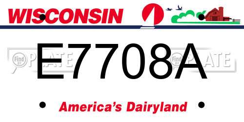 E7708A Wisconsin License Plate