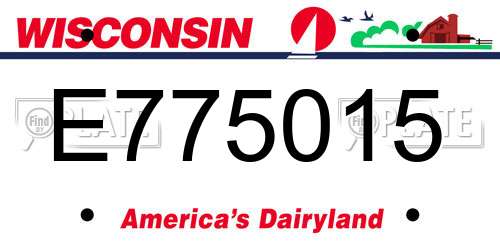 E775015 Wisconsin License Plate