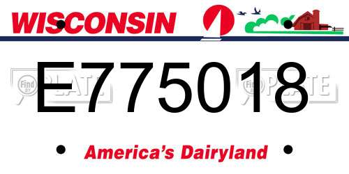 E775018 Wisconsin License Plate
