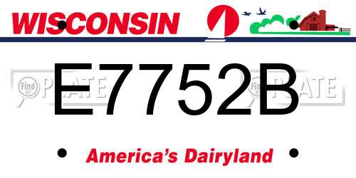 E7752B Wisconsin License Plate