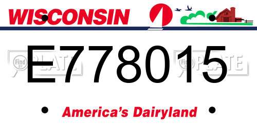 E778015 Wisconsin License Plate