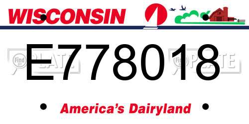 E778018 Wisconsin License Plate