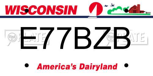 E77BZB Wisconsin License Plate