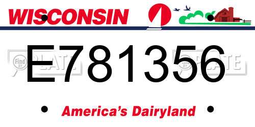 E781356 Wisconsin License Plate