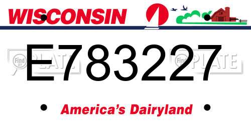 E783227 Wisconsin License Plate