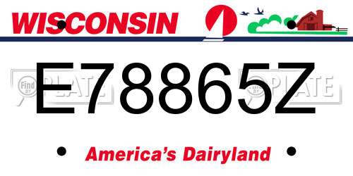E78865Z Wisconsin License Plate