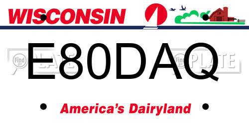 E80DAQ Wisconsin License Plate