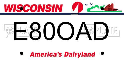 E80OAD Wisconsin License Plate