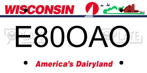 E80OAO Wisconsin License Plate