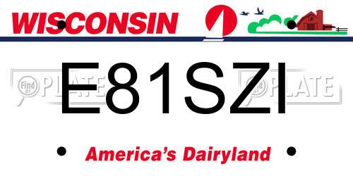 E81SZI Wisconsin License Plate