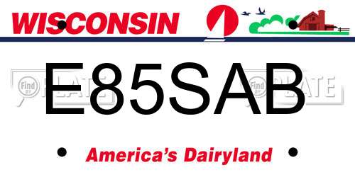 E85SAB Wisconsin License Plate