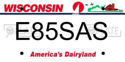 E85SAS Wisconsin License Plate