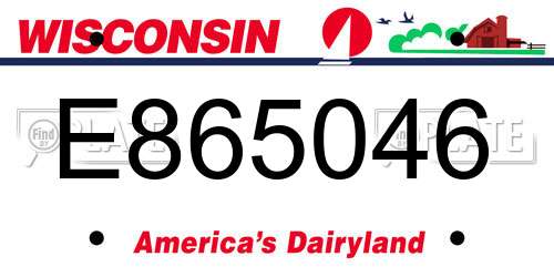 E865046 Wisconsin License Plate