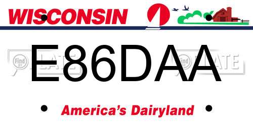 E86DAA Wisconsin License Plate