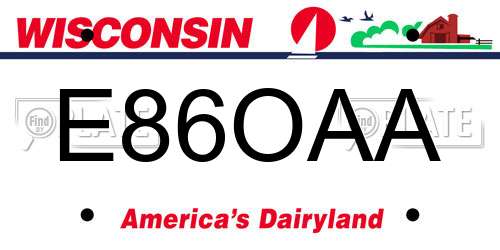 E86OAA Wisconsin License Plate