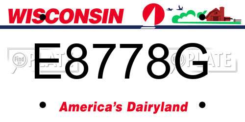 E8778G Wisconsin License Plate