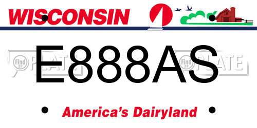 E888AS Wisconsin License Plate