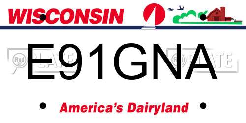 E91GNA Wisconsin License Plate