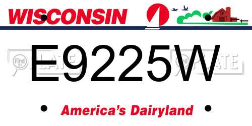 E9225W Wisconsin License Plate