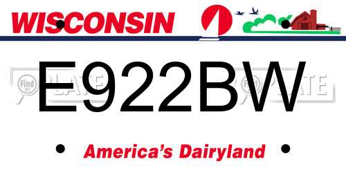 E922BW Wisconsin License Plate