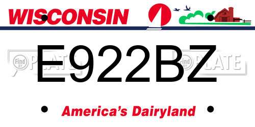E922BZ Wisconsin License Plate