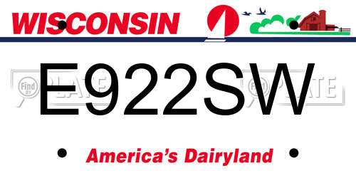 E922SW Wisconsin License Plate