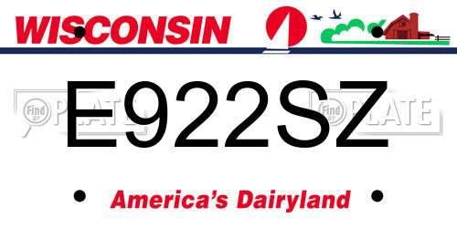 E922SZ Wisconsin License Plate