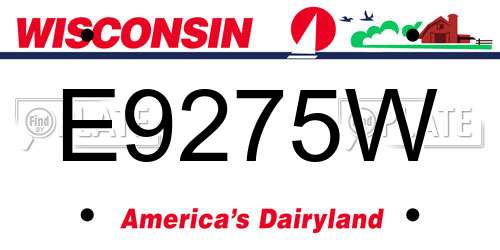 E9275W Wisconsin License Plate