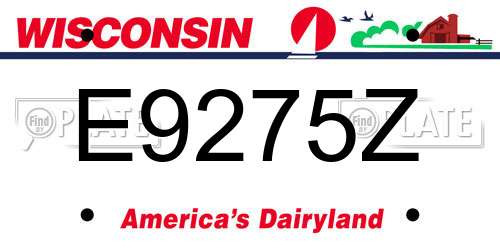 E9275Z Wisconsin License Plate