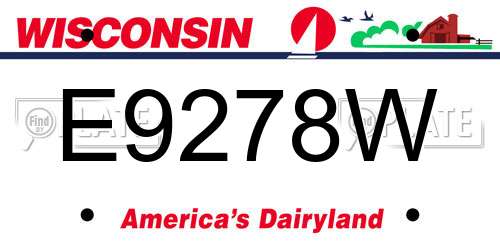E9278W Wisconsin License Plate