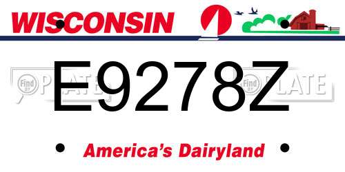 E9278Z Wisconsin License Plate