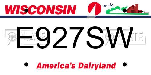 E927SW Wisconsin License Plate
