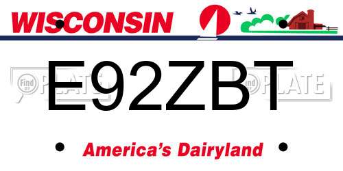 E92ZBT Wisconsin License Plate