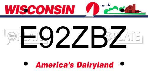 E92ZBZ Wisconsin License Plate
