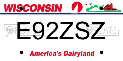E92ZSZ Wisconsin License Plate