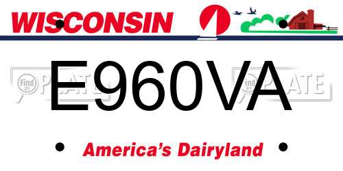 E960VA Wisconsin License Plate