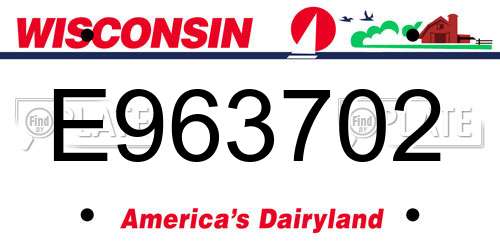 E963702 Wisconsin License Plate