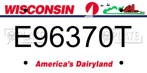 E96370T Wisconsin License Plate