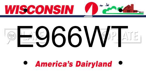 E966WT Wisconsin License Plate