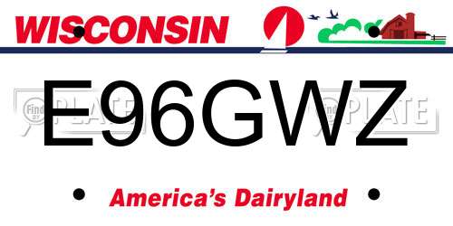 E96GWZ Wisconsin License Plate